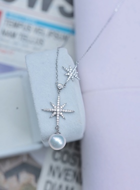小浪漫|s925纯银 星芒天然淡水珍珠项链/锁骨链 小众设计感