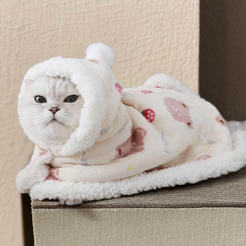 猫咪专用披风冬天室内睡觉用粉色毛绒睡毯宠物披肩高颜值保暖用品,淘宝优惠券,粉丝福利购,淘宝优惠卷