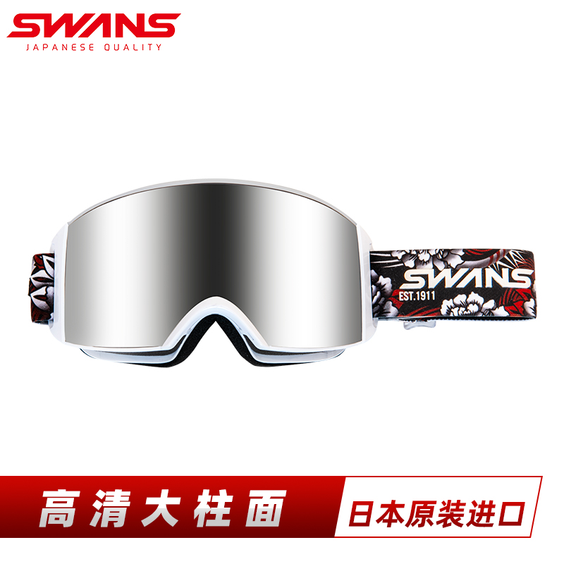 日本进口SWANS镜面滑雪镜超大广角卡近视镜2倍防雾2023款RCN1186 - 图1
