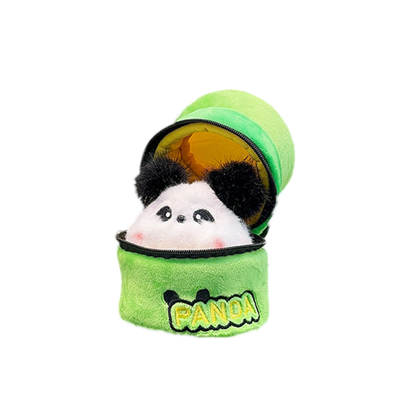 Jinnew 竹筒熊猫挂件女孩包包钥匙扣可爱礼物毛绒小挂饰儿童玩具 - 图3