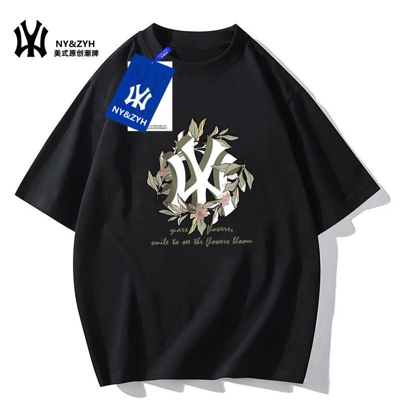 MLB NY&ZYH纯棉短袖T恤印花圆领男女同款夏季修身情侣装半袖上衣_Drewdokk潮牌优选折扣店_男装-第3张图片-提都小院