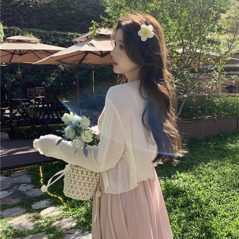 速发大码甜美套衣2024风春新款防晒开衫上衣温柔早收腰吊带连装裙,淘宝优惠券,粉丝福利购,淘宝优惠卷