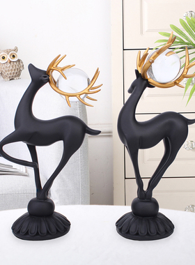 速发轻奢水晶婚球鹿摆件创意客厅电视柜酒柜家居装饰品结对礼物