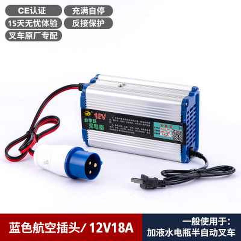 正波电动叉车电瓶充电器12V10A24V18A堆高车洗地机铅酸电池充电机 - 图0