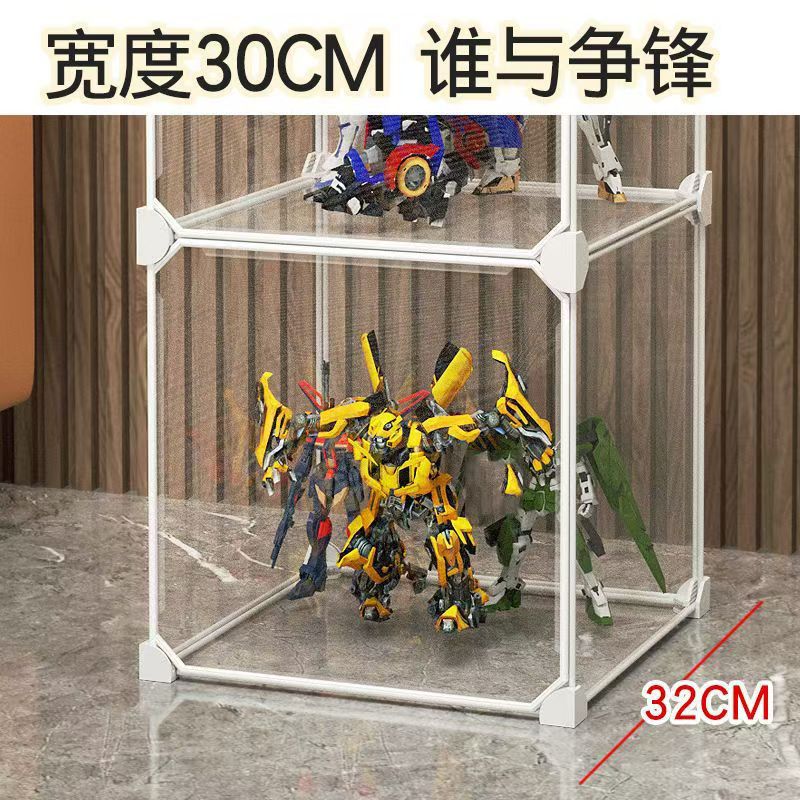 手办展示柜加高大容量透明积木收纳盒加宽家用玩具防尘模型收纳柜 - 图3