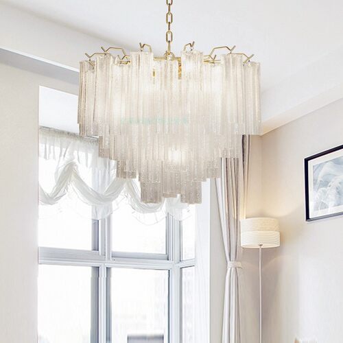 美式客厅卧室简约艺术轻奢餐厅港式玻璃吊灯设计师样板房别墅灯具 - 图0