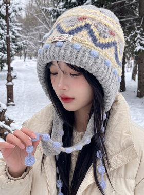 户外针织冷帽子大头围显脸小雪地