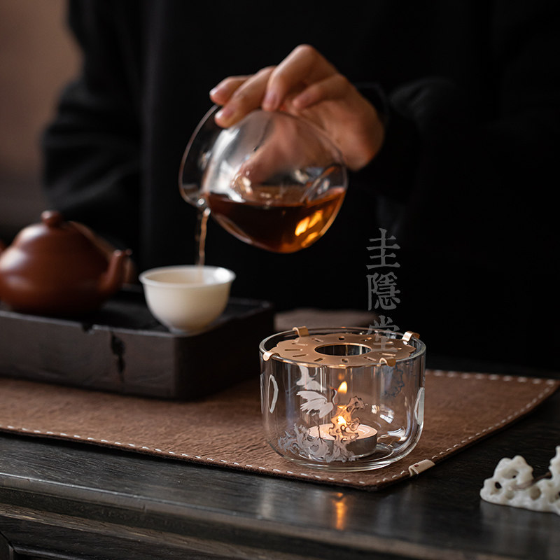圭隐堂瑞鹤耐热玻璃蜡烛底座加热温茶炉新中式家用茶艺保温暖茶炉,淘宝优惠券,粉丝福利购,淘宝优惠卷