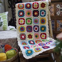 Colouful Daisy Handmade Crochet Blanket Hand Hook Tableclot