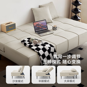 林氏木业免洗科技布沙发床客厅书房直排可折叠多功能床林氏家居