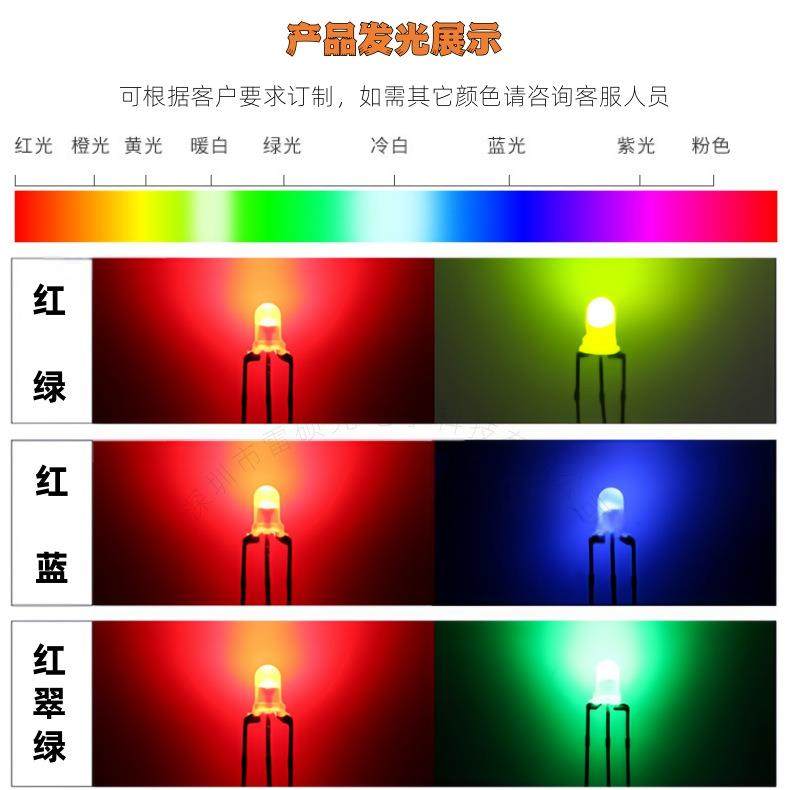 厂家直销f5红翠绿双色灯珠透明共阴5mm红绿led高亮圆头三脚指示灯,淘宝优惠券,粉丝福利购,淘宝优惠卷