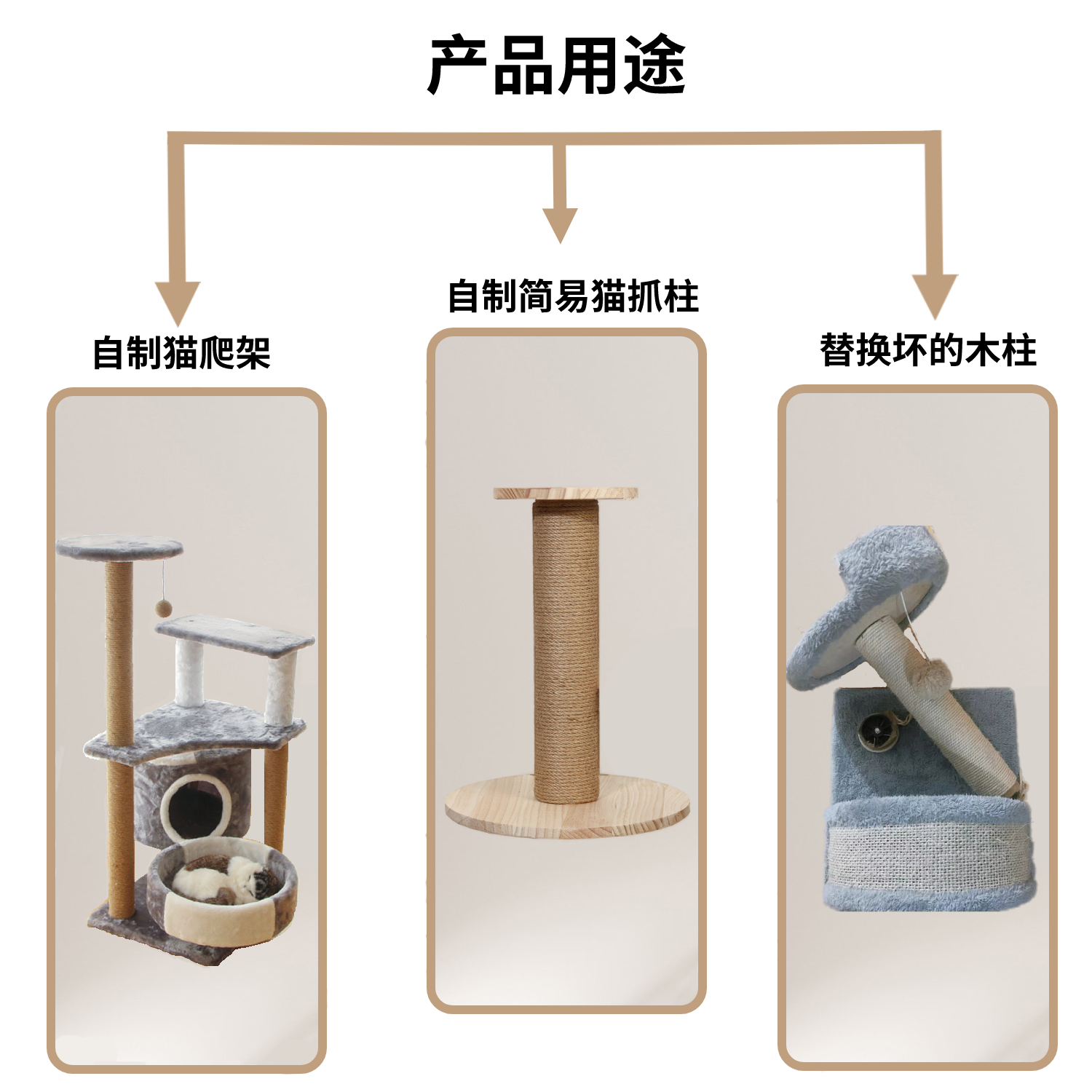 猫爬架柱子实木猫抓柱替换柱磨爪自制通天柱DIY猫咪玩具用品爆款 - 图2