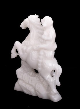 速发玉式摆件马上封侯玉雕工艺品家居饰品客厅桌面中饰装石礼品