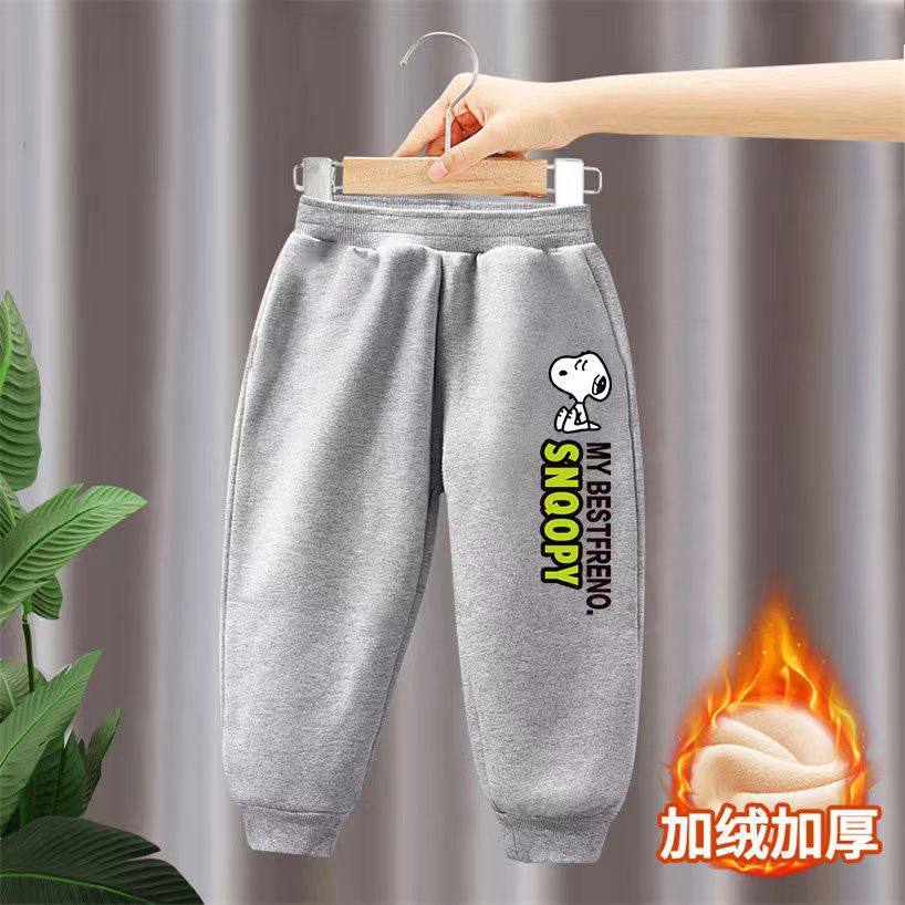 男童裤子秋冬季新款加绒儿童运动卫裤冬中大童装束脚长裤一体绒冬 - 图0