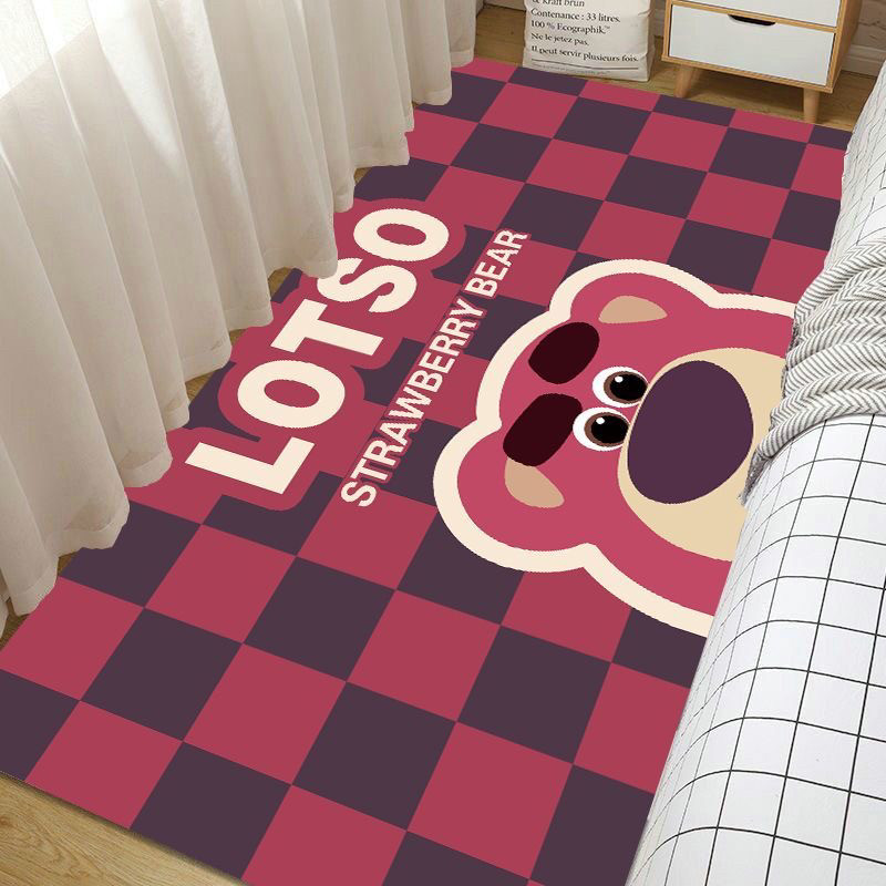 草莓熊卡通床边地毯客厅卧室沙发茶几地垫可爱少女心房间可洗耐脏,淘宝优惠券,粉丝福利购,淘宝优惠卷