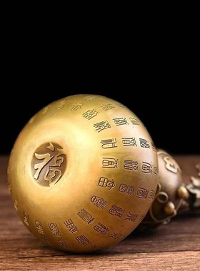 速发铜葫芦摆件大号纯黄铜空心开口百福葫芦挂件客厅家居玄关家用