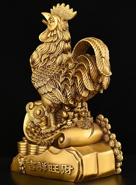 速发全铜福元摆件生肖鸡吉祥家居办公室电视柜鸡面装饰金钱桌宝鸡
