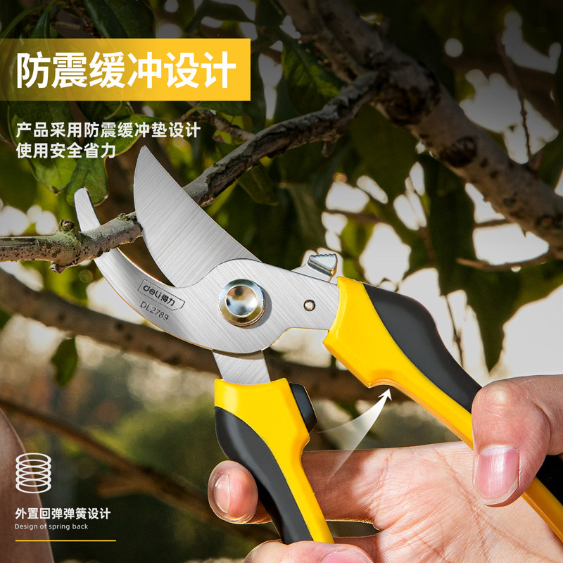 得力园艺剪刀修剪树枝果树花艺树木修枝剪专用省力不生锈园林粗枝_虎窝淘