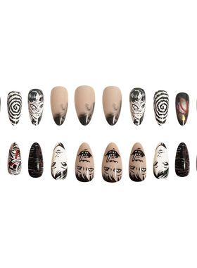 24pcs Black Spider Fake Nails y2k Punk Style Girls Painted F