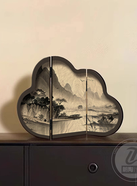 新中式小屏风桌面摆件