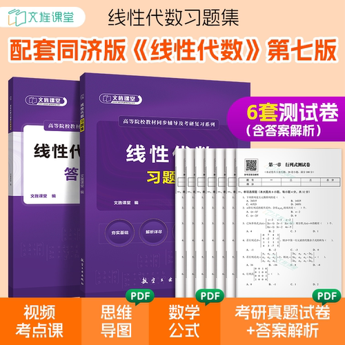 赠测试卷+考点课】工程数学线性代数同济第七版习题集 线性代数习题册同步练习题大一线代考研复习资料可搭同济大学高等数学习题集 - 图0
