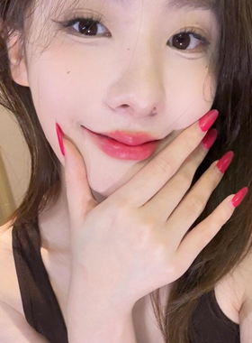 简约纯色高级感欧美辣妹超显白玫红色亮面手工穿戴甲婚甲孕妇可用