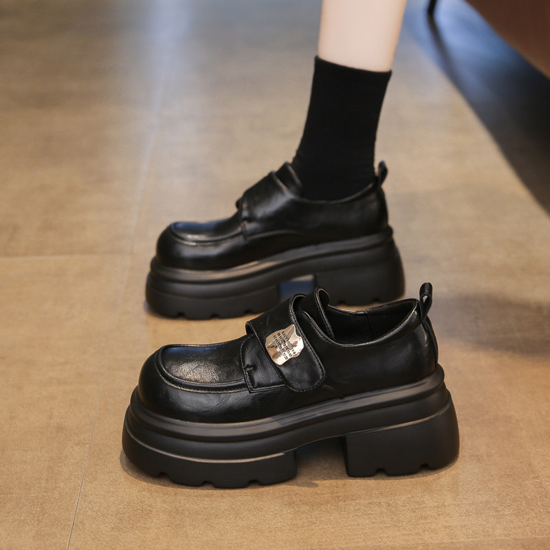 白色厚底小皮鞋女2025春季新款时尚百搭小个子增高配裙子乐福单鞋,淘宝优惠券,粉丝福利购,淘宝优惠卷