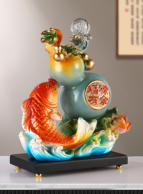 鲤鱼办公室摆件树脂装饰新中式