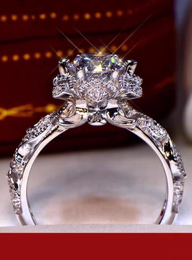 莫桑石复古满钻冰雪缠绕戒指