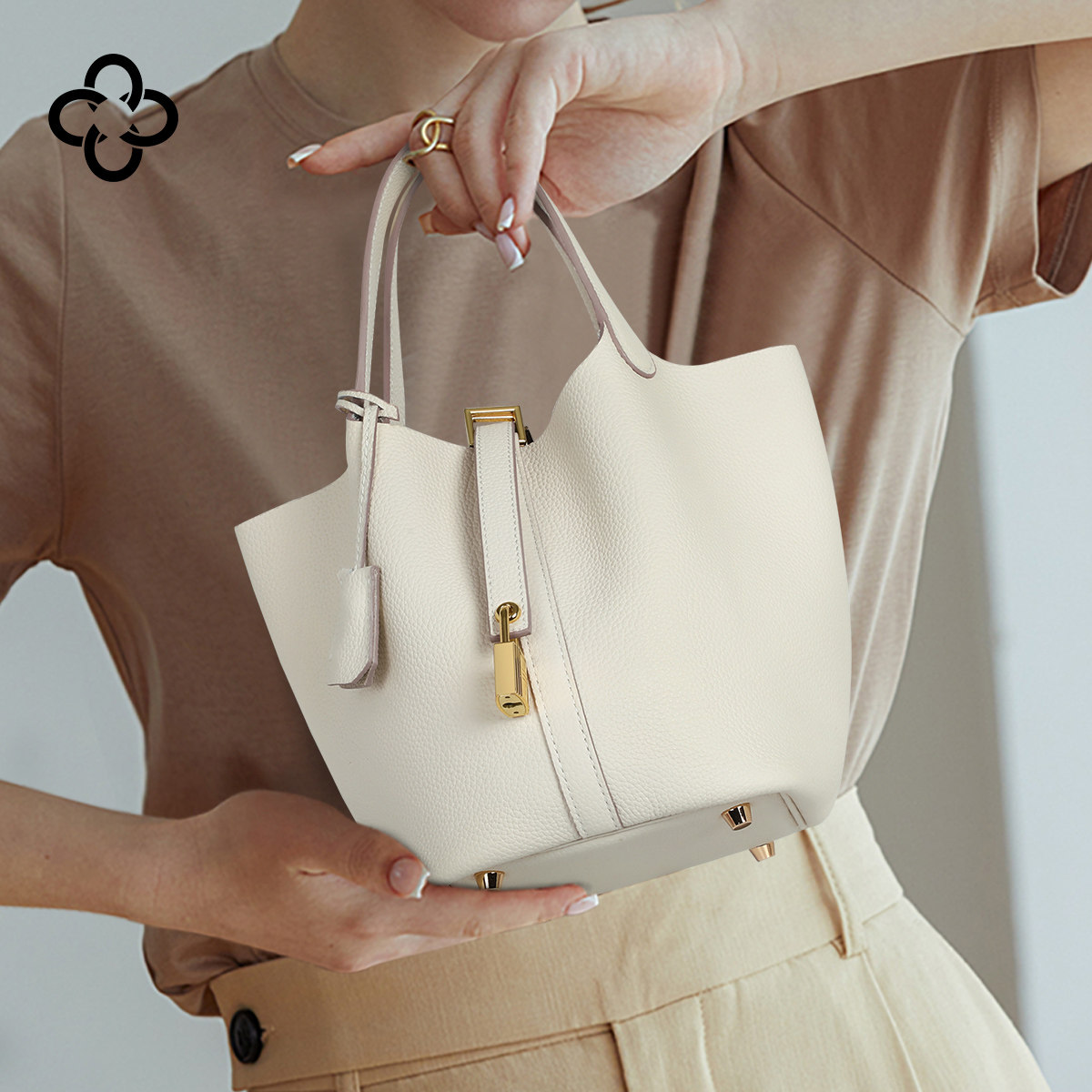 CASSILE卡思乐小水桶包女2025新款高级感真牛皮菜篮子手提包通勤,淘宝优惠券,粉丝福利购,淘宝优惠卷