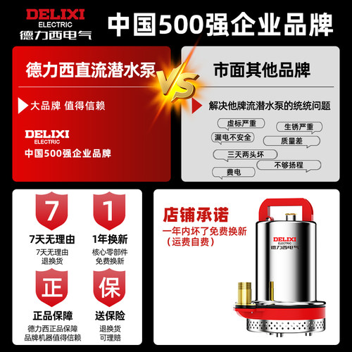德力西直流抽水泵潜水泵12v24v48v小型机家用自吸高扬程农用灌溉 - 图3