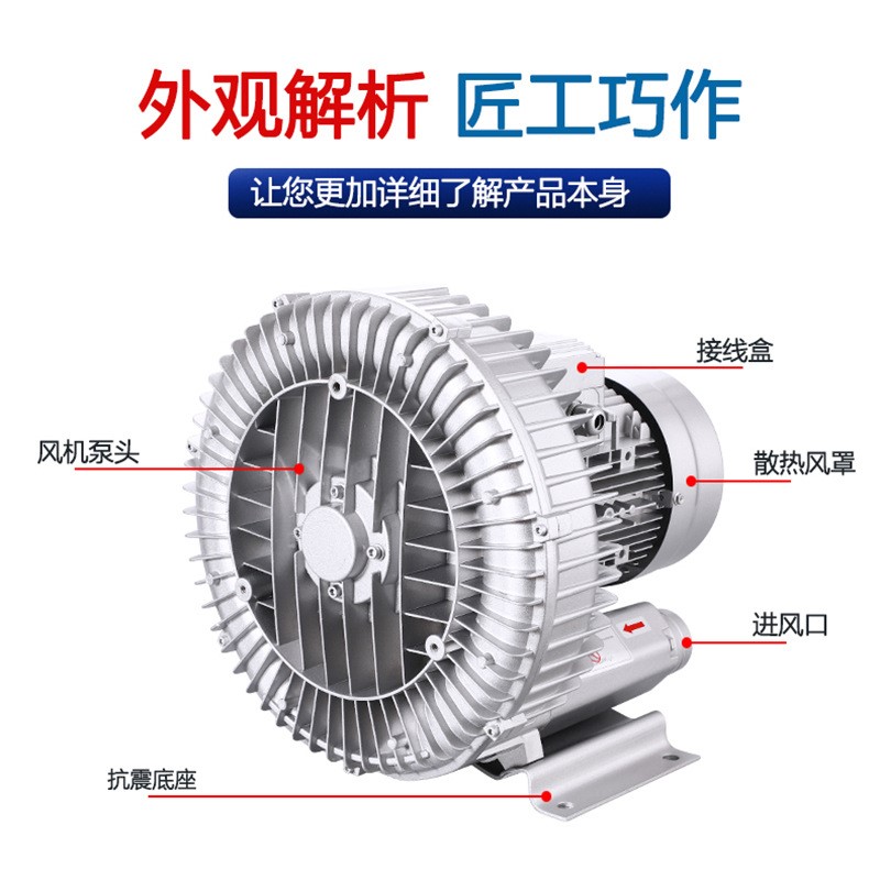 1100W220V旋涡风机漩涡气泵鱼塘增氧泵1.1KW水产养殖增氧机鼓风机 - 图0