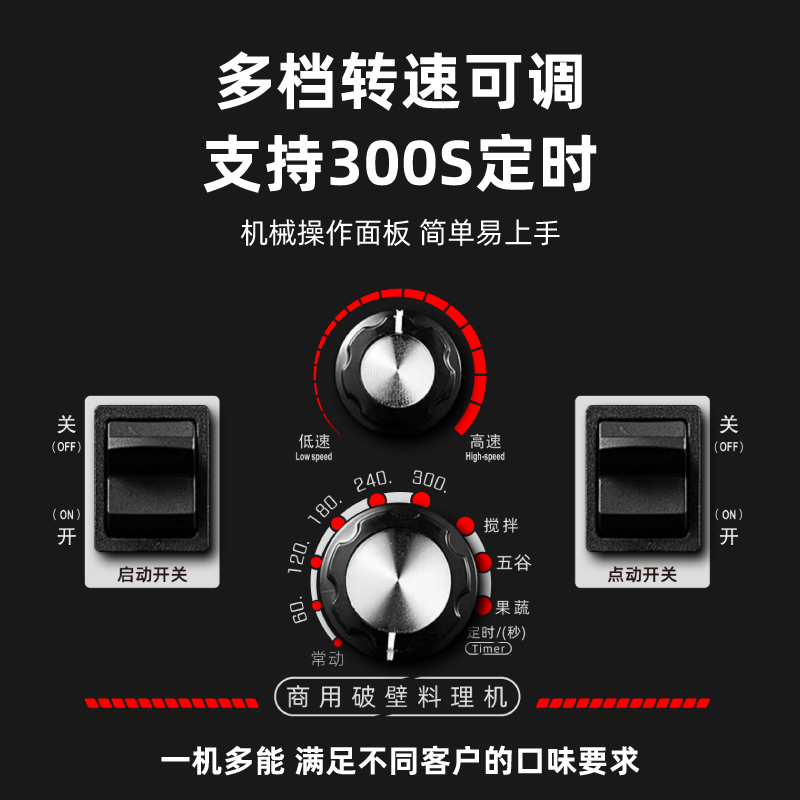 力果新款破壁机商用早餐店多功能豆浆机五谷大容量碎冰果汁沙冰机