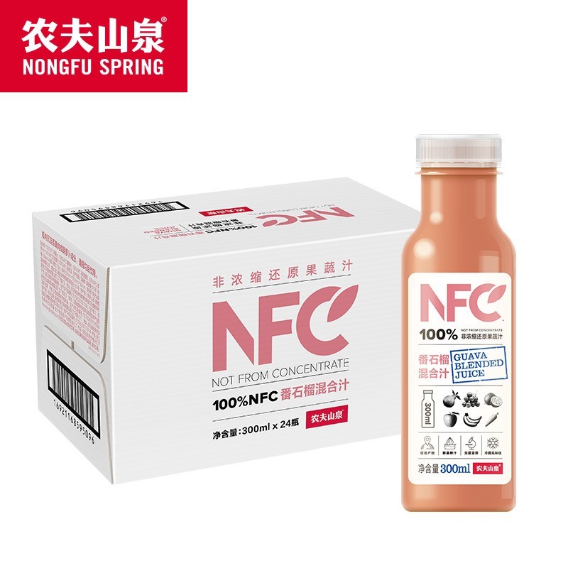 农夫山泉NFC果汁饮料鲜榨橙汁番石榴苹果汁芒果汁300ml24瓶装整箱 - 图2