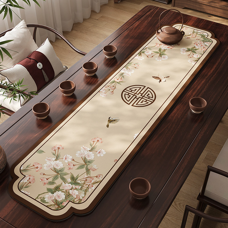 新中式茶席茶台防水禅意桌旗中国风茶巾茶盘垫布免洗高端长条桌布,淘宝优惠券,粉丝福利购,淘宝优惠卷