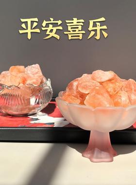 粗盐莲花杯礼佛海盐玫瑰盐摆件招财净宅生财装饰好运风水搬家礼物