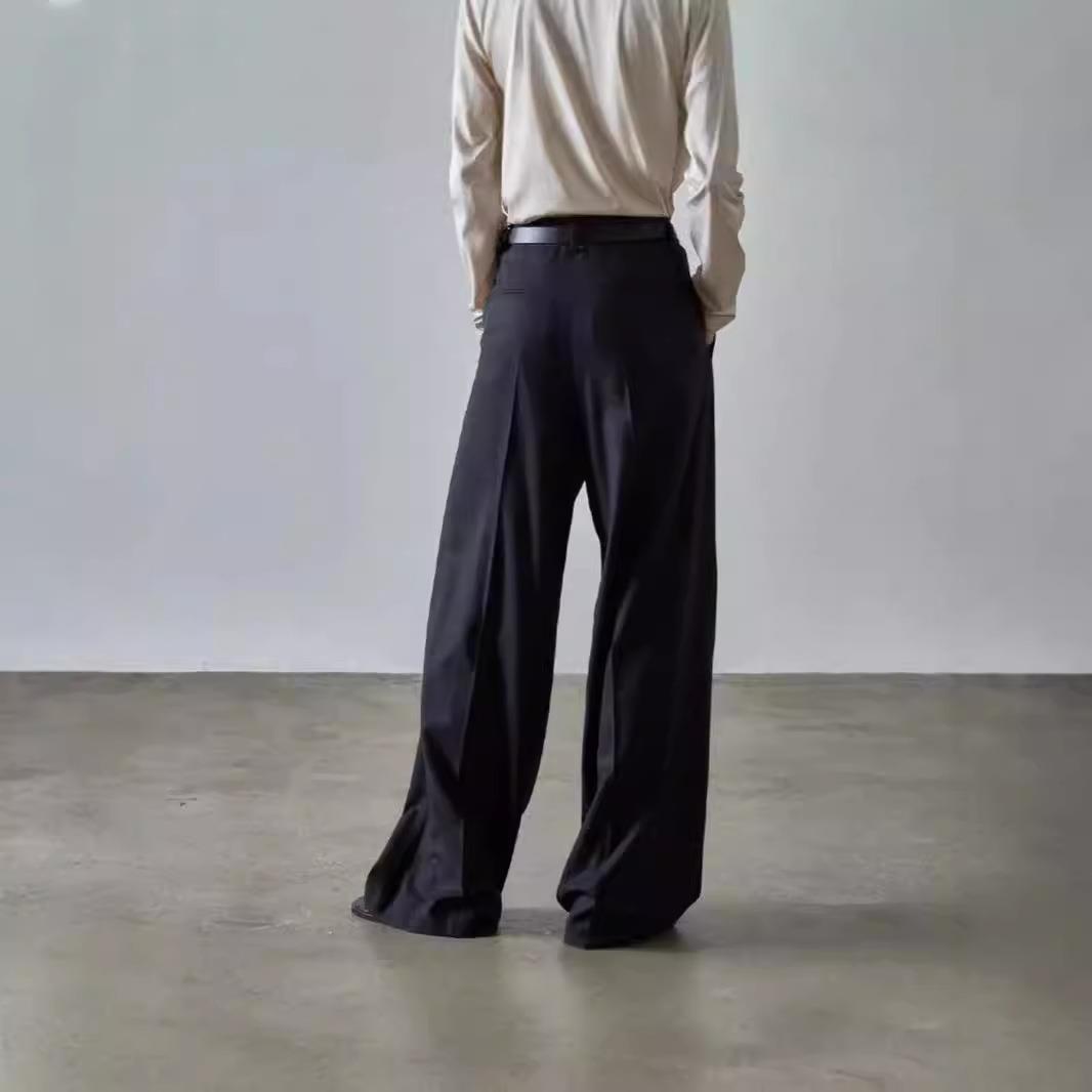 【现货】Rouje Life灰色西装裤女垂感高腰直筒阔腿休闲拖地裤 - 图0