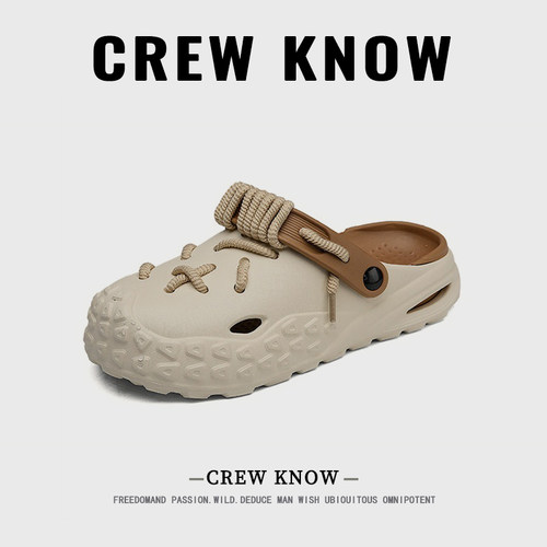 CREW KNOW时尚男鞋~2026夏季新原创洞洞鞋男趣味鞋带包头 - 图1