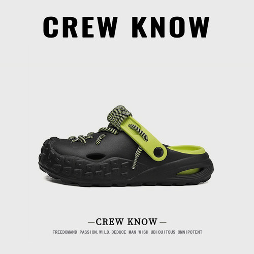 CREW KNOW时尚男鞋~2026夏季新原创洞洞鞋男趣味鞋带包头 - 图2
