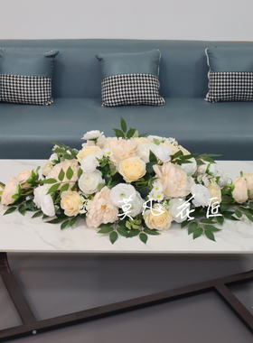 会议室签到台长形桌摆装饰仿真花