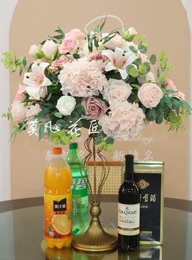 婚礼主桌花生日宴会餐桌仿真花艺