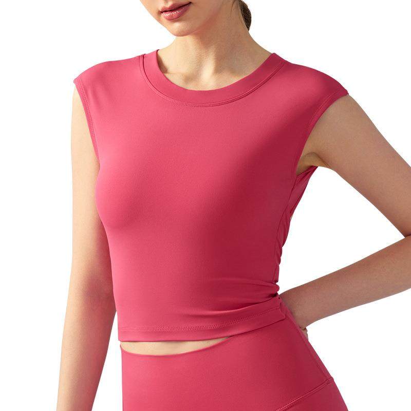 春夏瑜伽短袖女固定式胸垫性感露背短款运动t恤收腰显瘦健身背心,淘宝优惠券,粉丝福利购,淘宝优惠卷