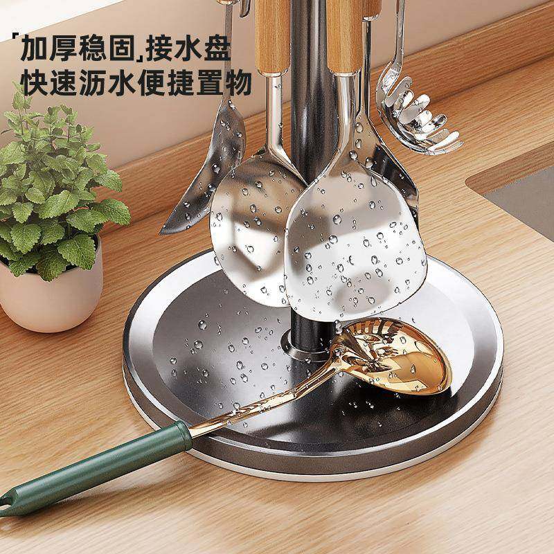 旋转锅铲架台面家用厨房挂钩置物架挂勺子铲子厨具收纳架子多功能,淘宝优惠券,粉丝福利购,淘宝优惠卷