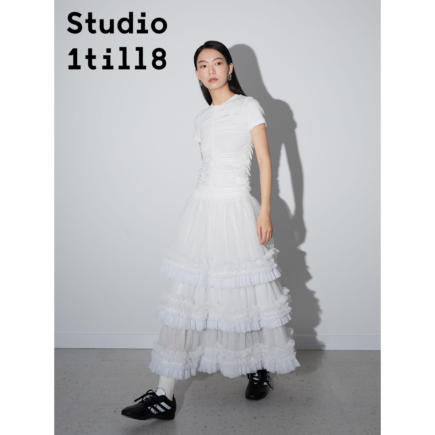 Studio1till8｜浪漫度假弱撞色重工荷叶边网纱半裙蓬蓬裙 - 图2