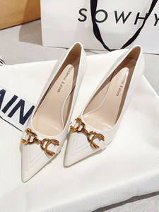 香阁儿女鞋官方旗舰店气质高跟鞋女细跟2023年新款春秋时尚设计感