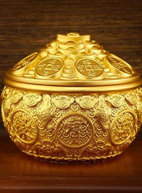 大小号金蟾铜聚宝盆摆件带盖子招财进宝客厅店铺装饰开业乔迁礼品