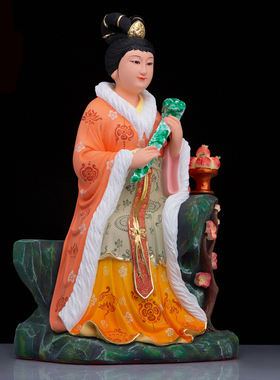16寸树脂八仙何仙姑神像七仙女桃花仙子荷花仙子佛像家奉摆件新品