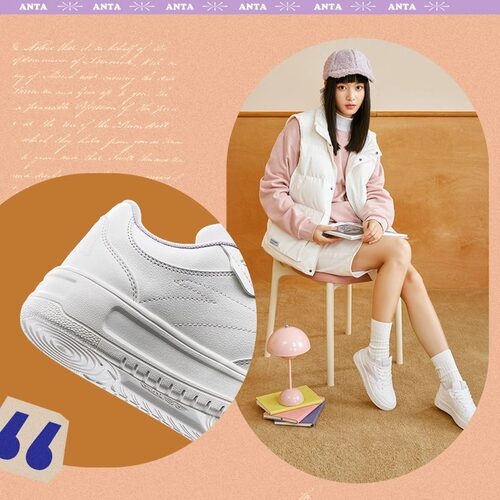 安踏轻松板鞋小白鞋女2026夏季新款厚底增高百搭运动鞋子休闲鞋 - 图1