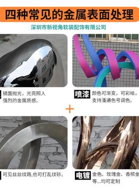 户外广场异形水景摆件创意金属鱼动物雕塑大型不锈钢雕塑摆件