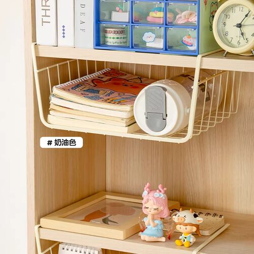 厨房柜子里置物架挂篮桌下衣柜收纳架吊柜分层隔板橱柜分层架宿舍 - 图0